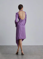 Side Slit Diagonal Hem Silk Dress image 1