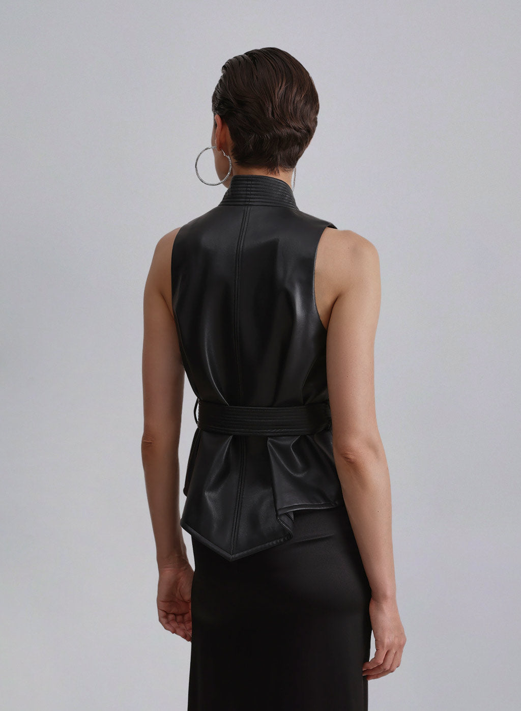 Maison Faux Leather Belted Vest image 1