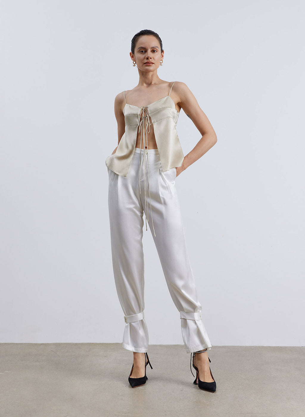 Double Drawstring Silk Slip Top image 0