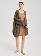 Plush Yak Wool Cardigan - Bark, M image