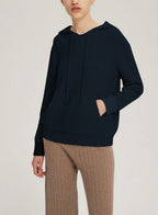 Drawstring Wool-Cashmere Knitted Hoodie - Black, S image