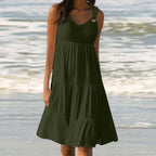 Casual Elegant Stitching Dress Women - Army Green, XXL image
