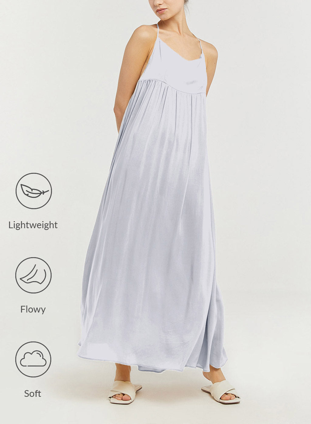 Backless Halter Dress - Pastel Blue, S image