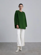 Classy Rolled Cuff Wool Coat - ForestGreen, S image