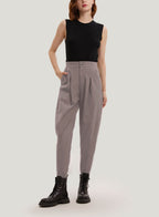 Wool-Blend Tapered Trousers - Grey, M image
