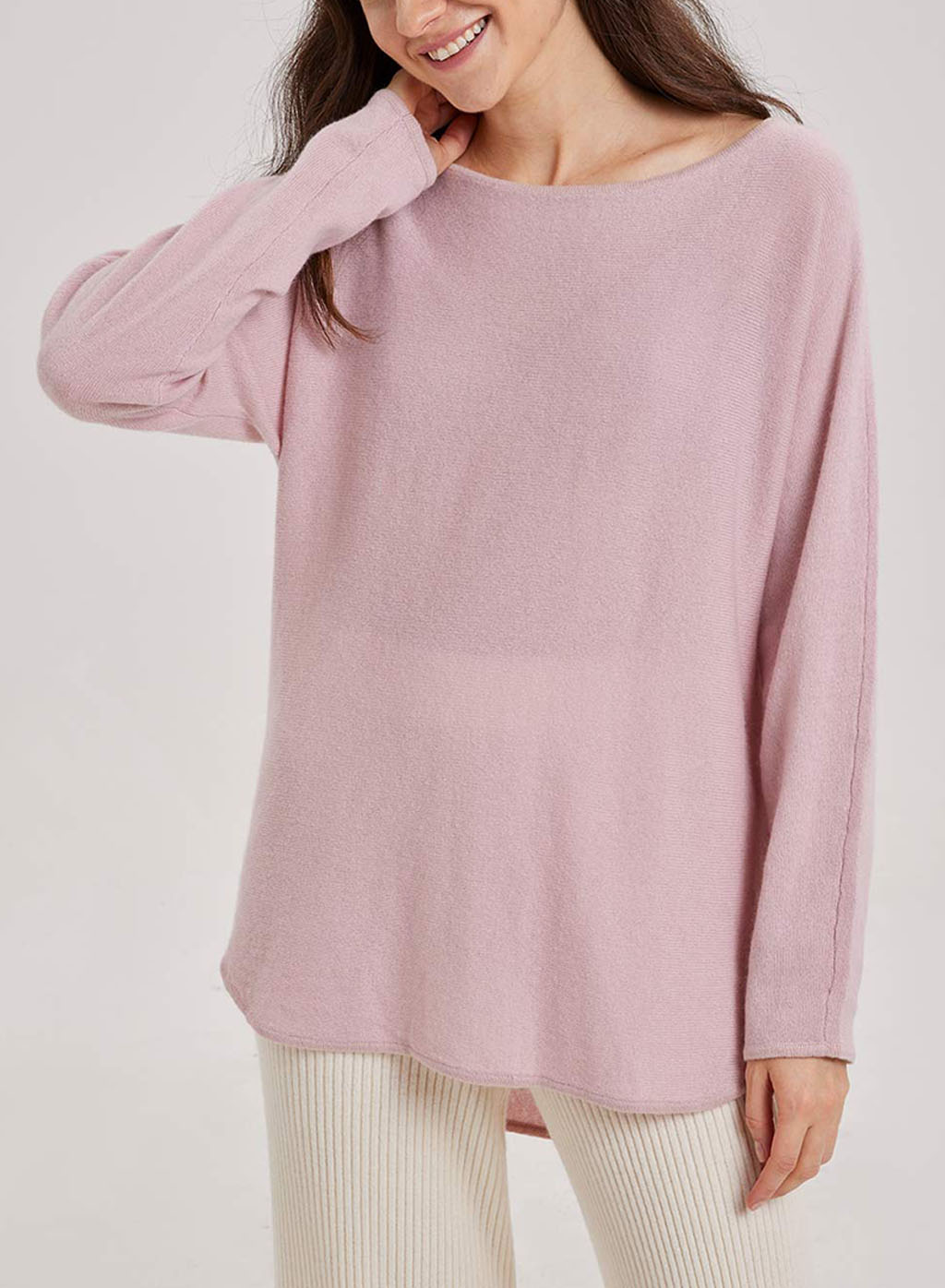 Long Sleeved Boatneck Sweater - Pink, XL image