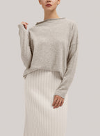 Funnel-Neck Pure Wool Sweater - Oatmeal, L image
