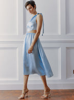 One Shoulder Knot Silk Dress image 1