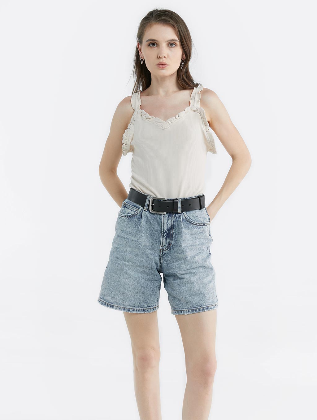 Ribbed Ruffle Strap Bodysuit image 0
