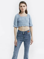 Smocked Puff Sleeve Chiffon Top image 1