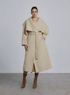 Large Lapel Open Front Wool Coat