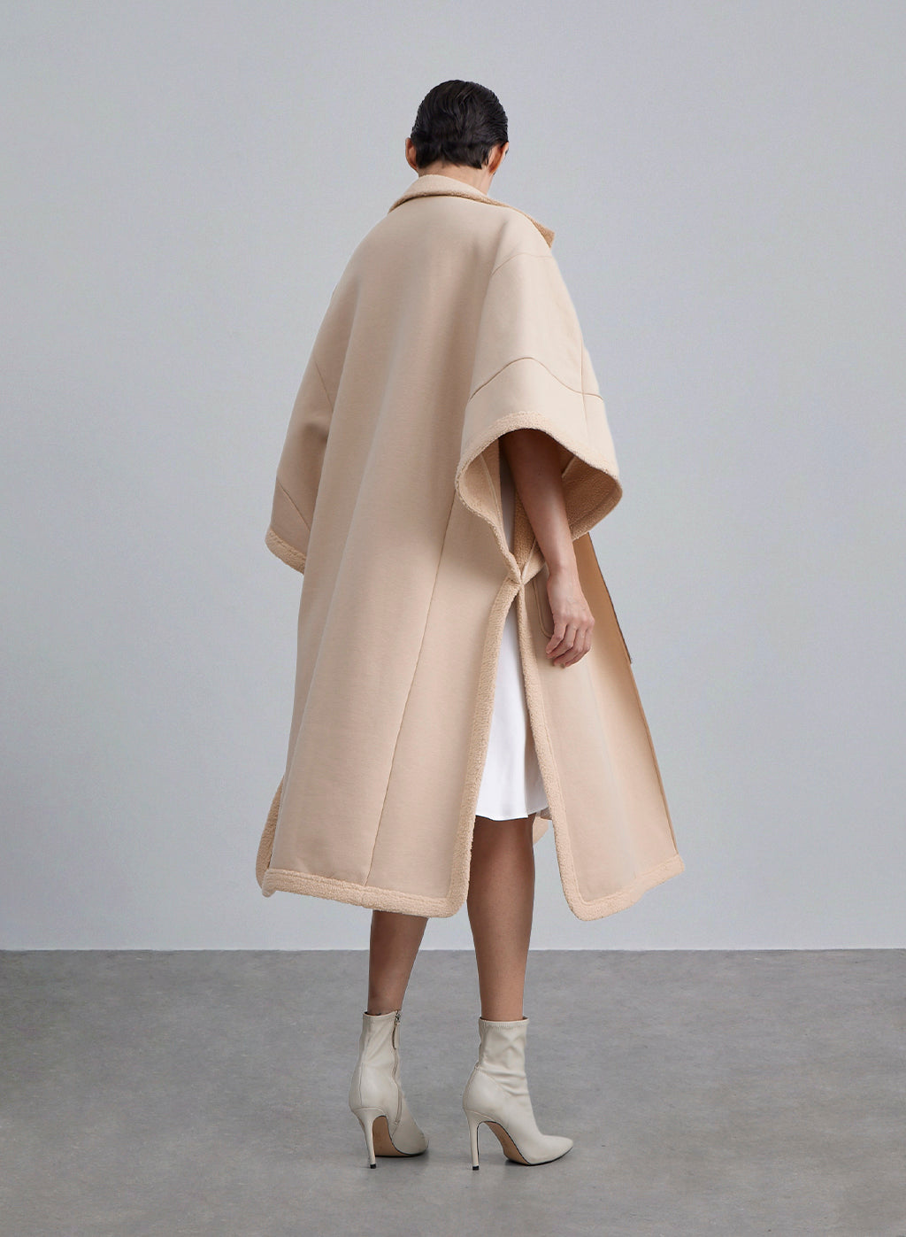 Creamy Zip Front Batwing Coat image 1