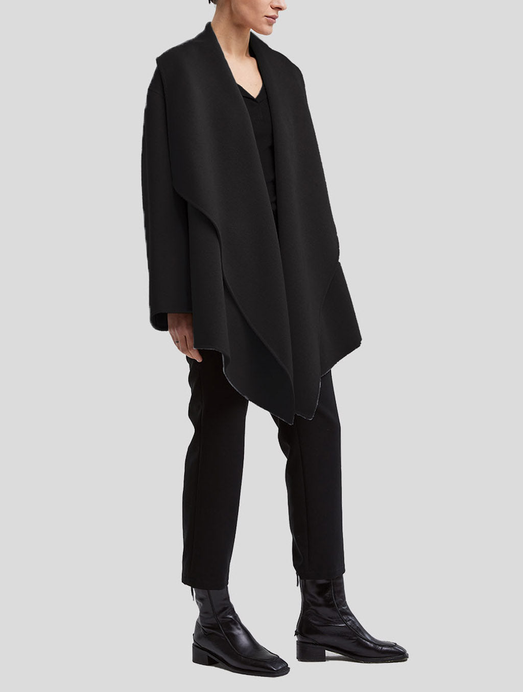 Draped Short Wool Coat image 1