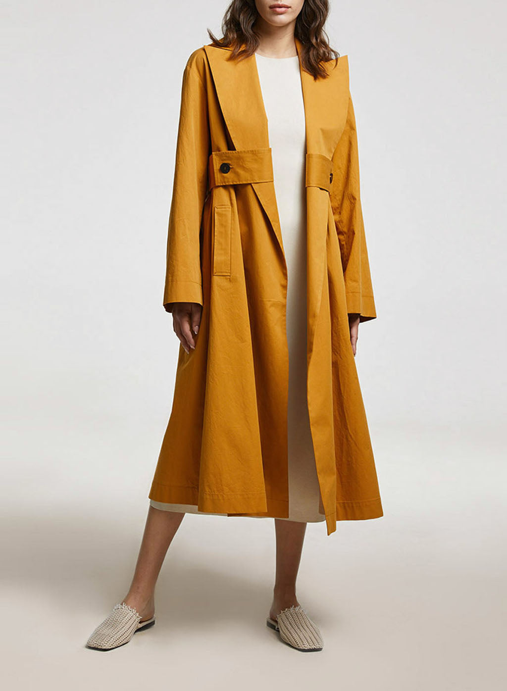 Midi Pure Cotton Coat with Ulster lapel image 0