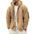 Plush Hooded Jacket Men's Autumn And Winter Fleece Double-sided Wear Warm Coat With Zipper Loose Casual Jacket Outdoor Clothing image 4