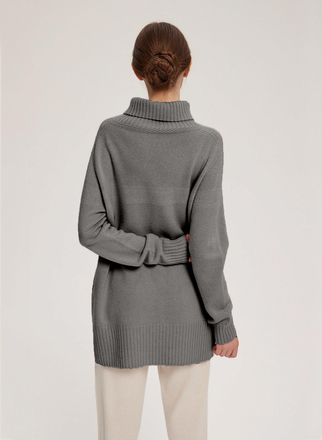 Ribbed-Trim Funnel-Neck Wool-Cashmere Sweater image 1