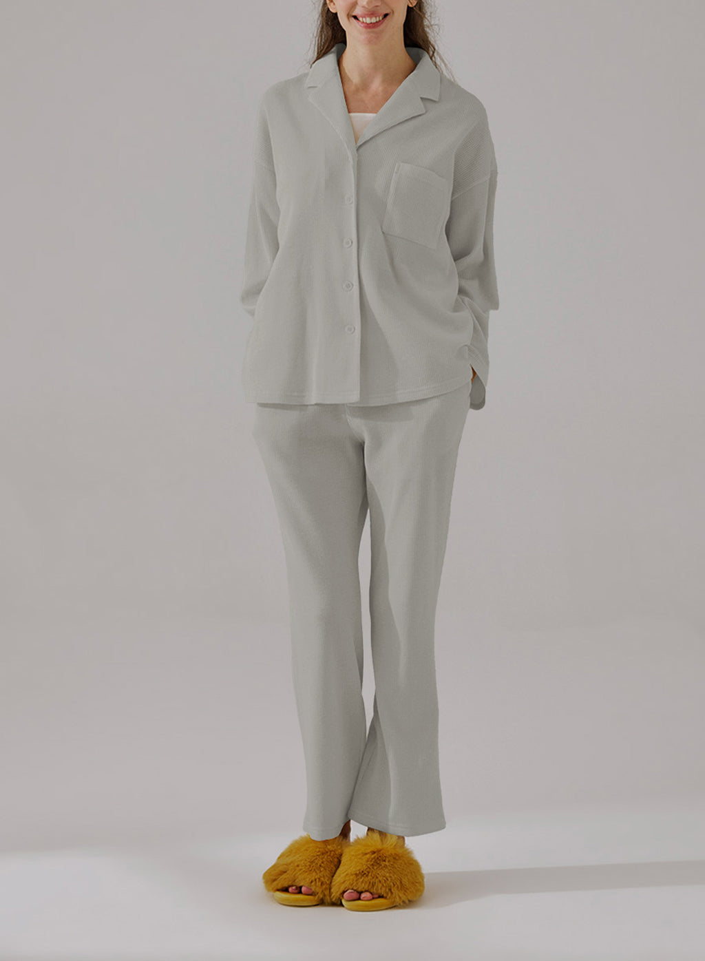 Casual Stretch Cotton Pants - Grey, M image
