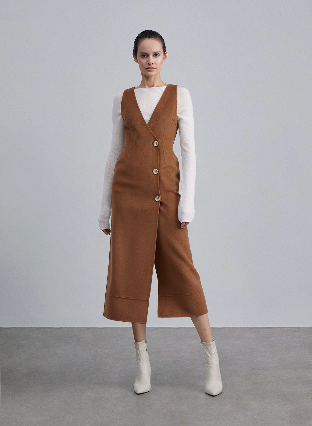 Buttoned Front Wool Vest Dress image 0