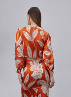 Printed Chest Knot Silk Top image 2
