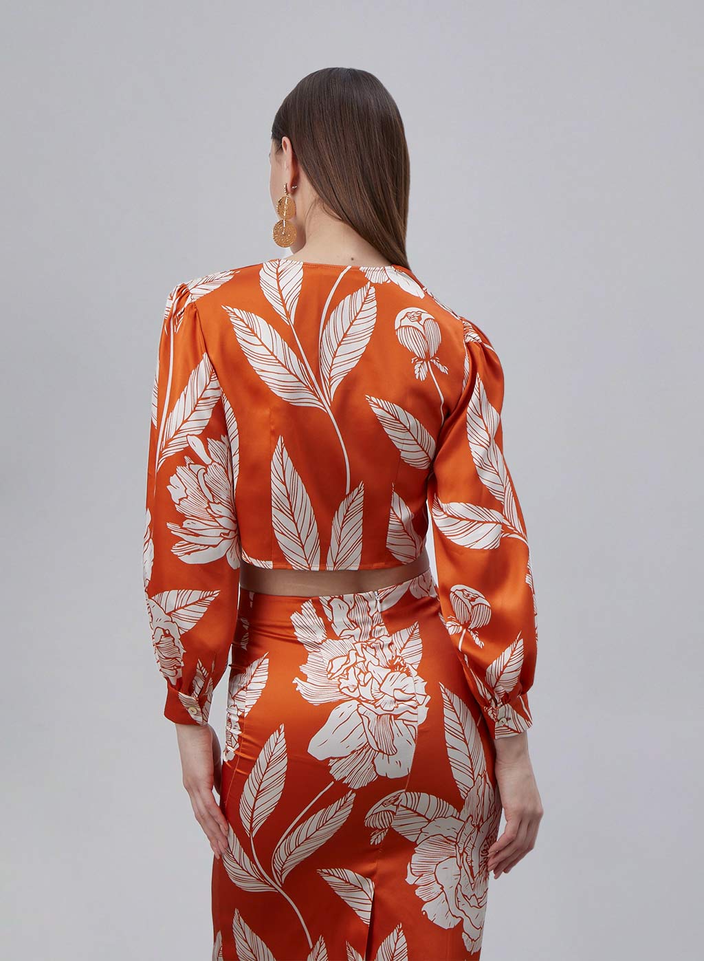 Printed Chest Knot Silk Top image 2
