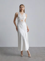 Lace Silk Evening Dress - Ivory, S image