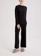 Camel Hair Leisure Rib-Knit Set - Black, L image