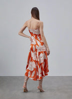 Printed Peplum Hem Silk Slip Dress image 2