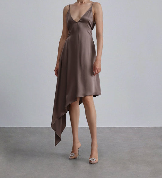 Asymmetric Handkerchief Hem Silk Slip Dress — SILK MAISON