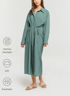 Pleated Shirt Dress - Greenland, L image