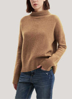 Roll-Neck Pure Cashmere Pullover Sweater - Camel, XL image