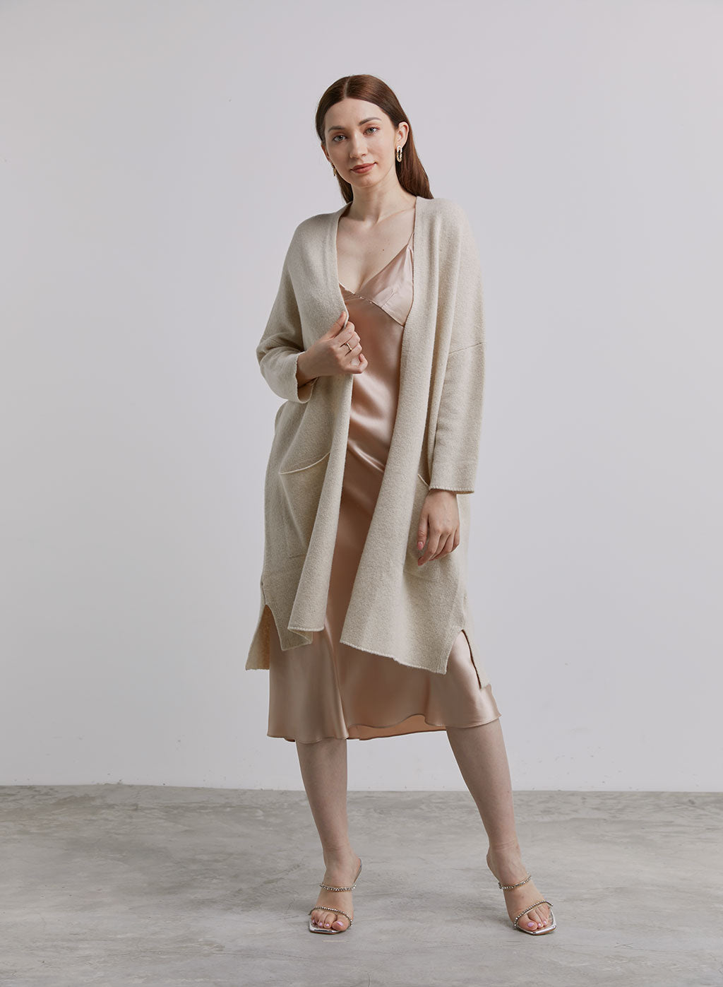 Slouchy Pure Yak Wool Long Cardigan - Cream, XS image