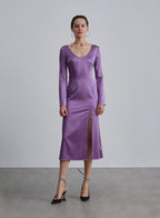 Back Cut-out Silk Dress - Violet, S image