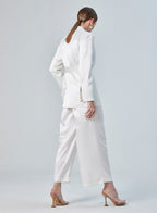Belted Doube-Breasted Satin Blazer &amp; Pants Set image 1
