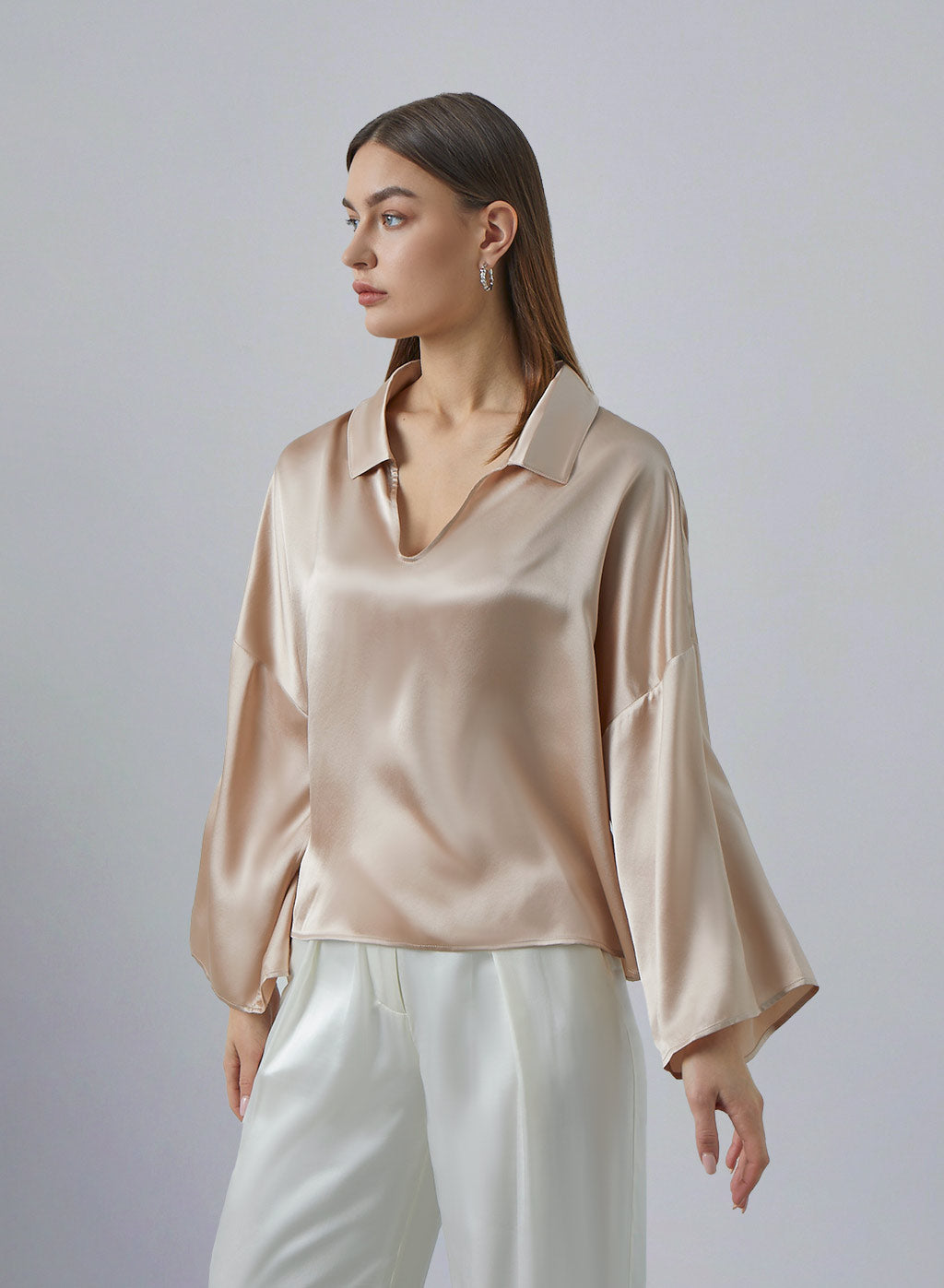 Drop Shoulders Oversize Silk Blouse image 0