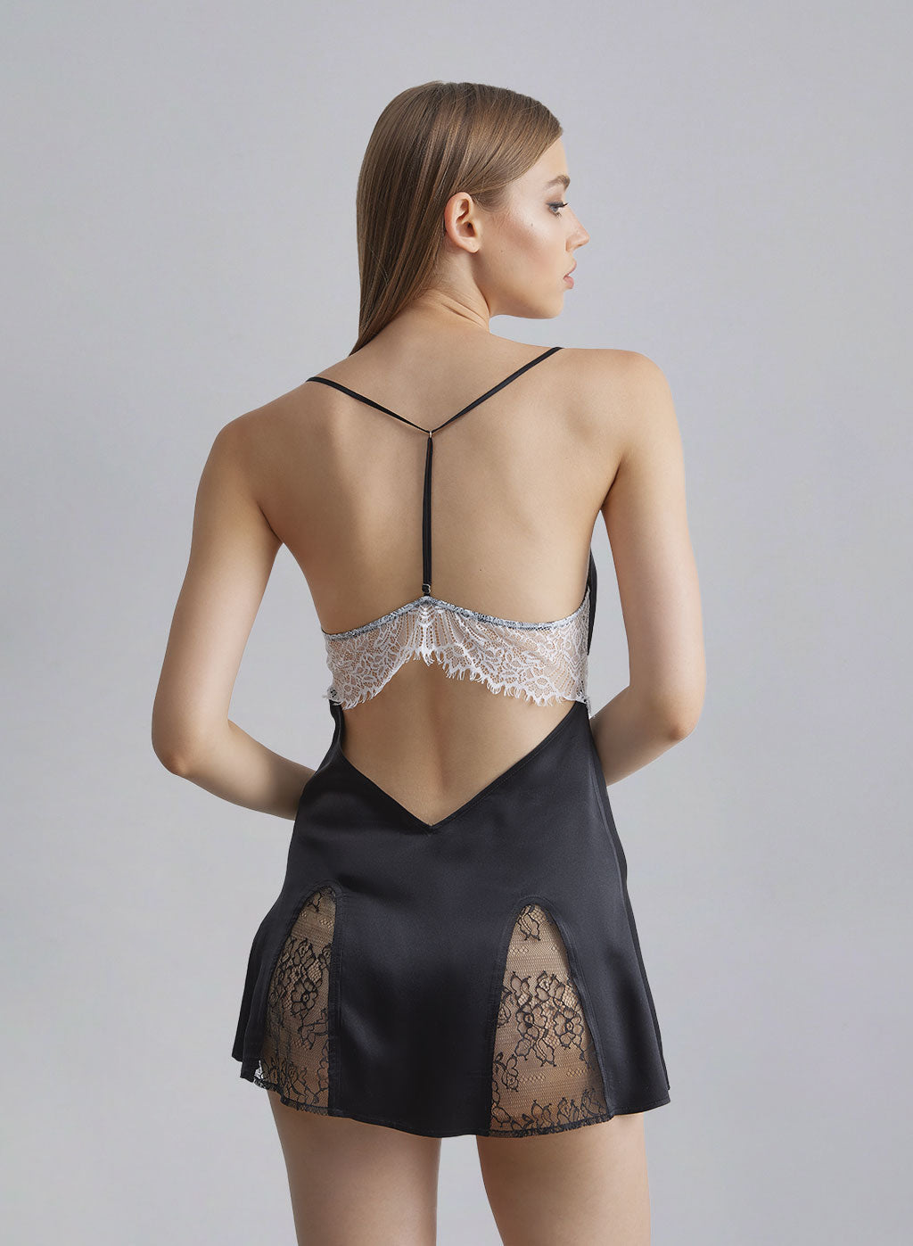 Double Panel Lace Silk Slip Dress image 1