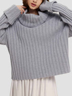 Cozy Cowl Neck Wool Sweater - Grey, M image