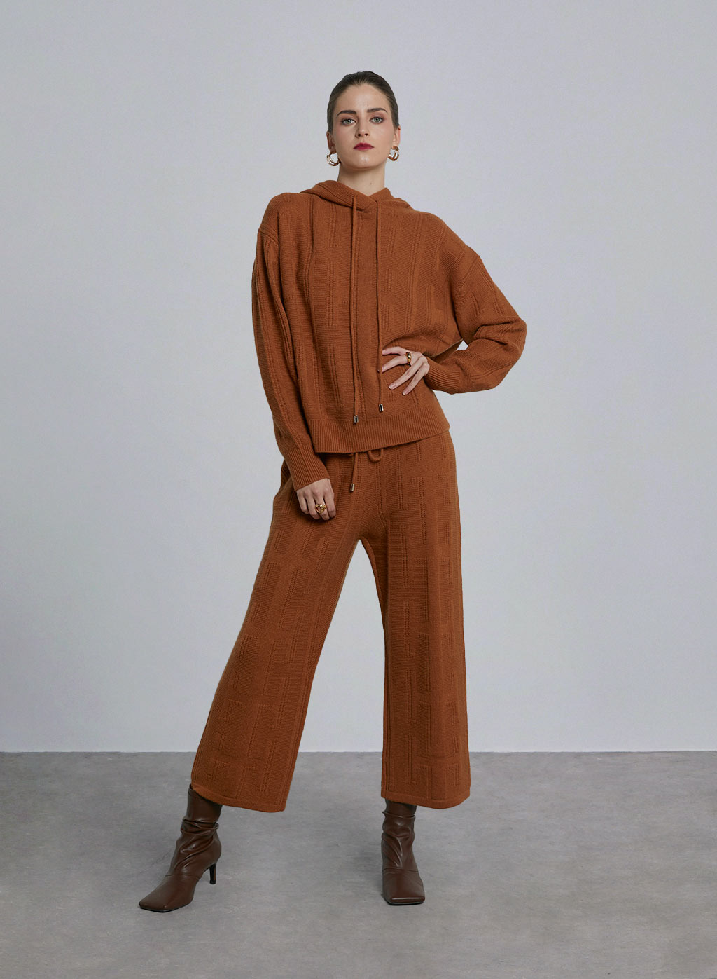 Textured Straight Wool Pants