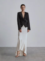 Twisted Front Knot Silk Blazer image 0