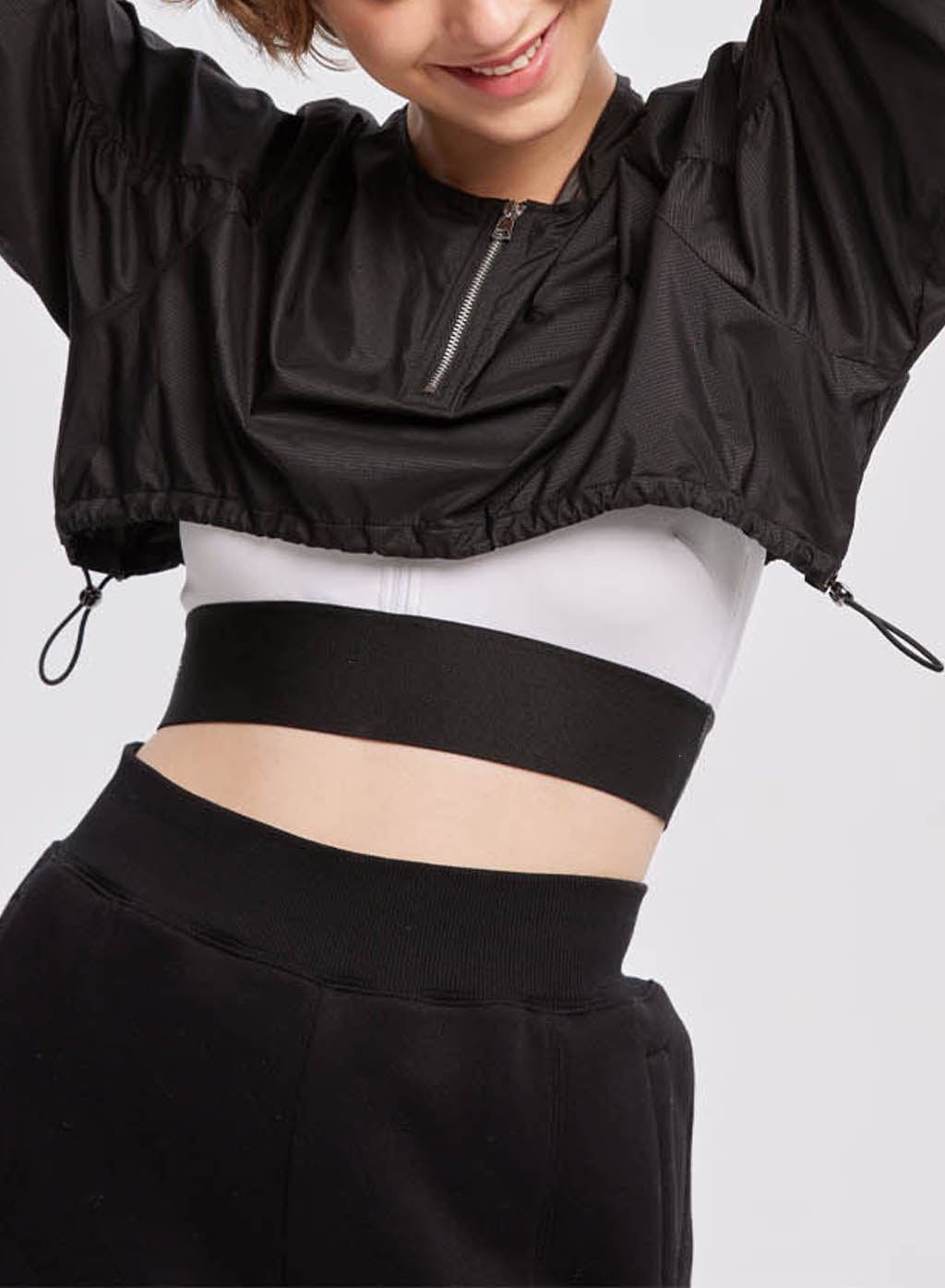 1/2 Zip Cropped Sweatshirt - Black, M image