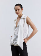 Sleeveless Scarf Collar Silk Blouse image 0
