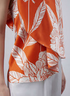 Printed Cross Wrap-over Silk Top image 3