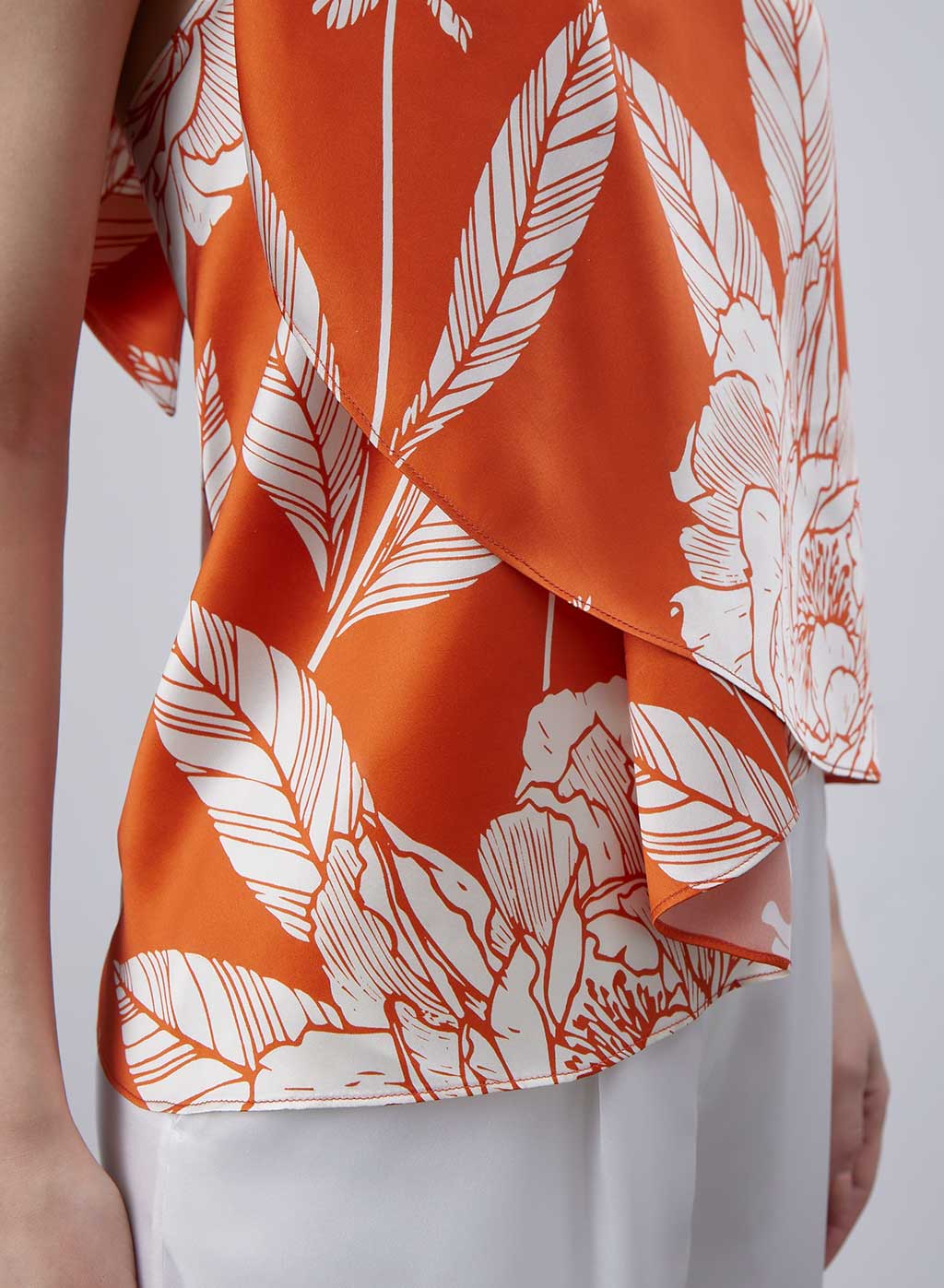 Printed Cross Wrap-over Silk Top image 3