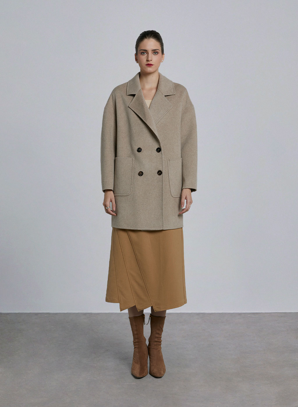Cashmere Notch Lapel Short Coat - Light Tide, S image