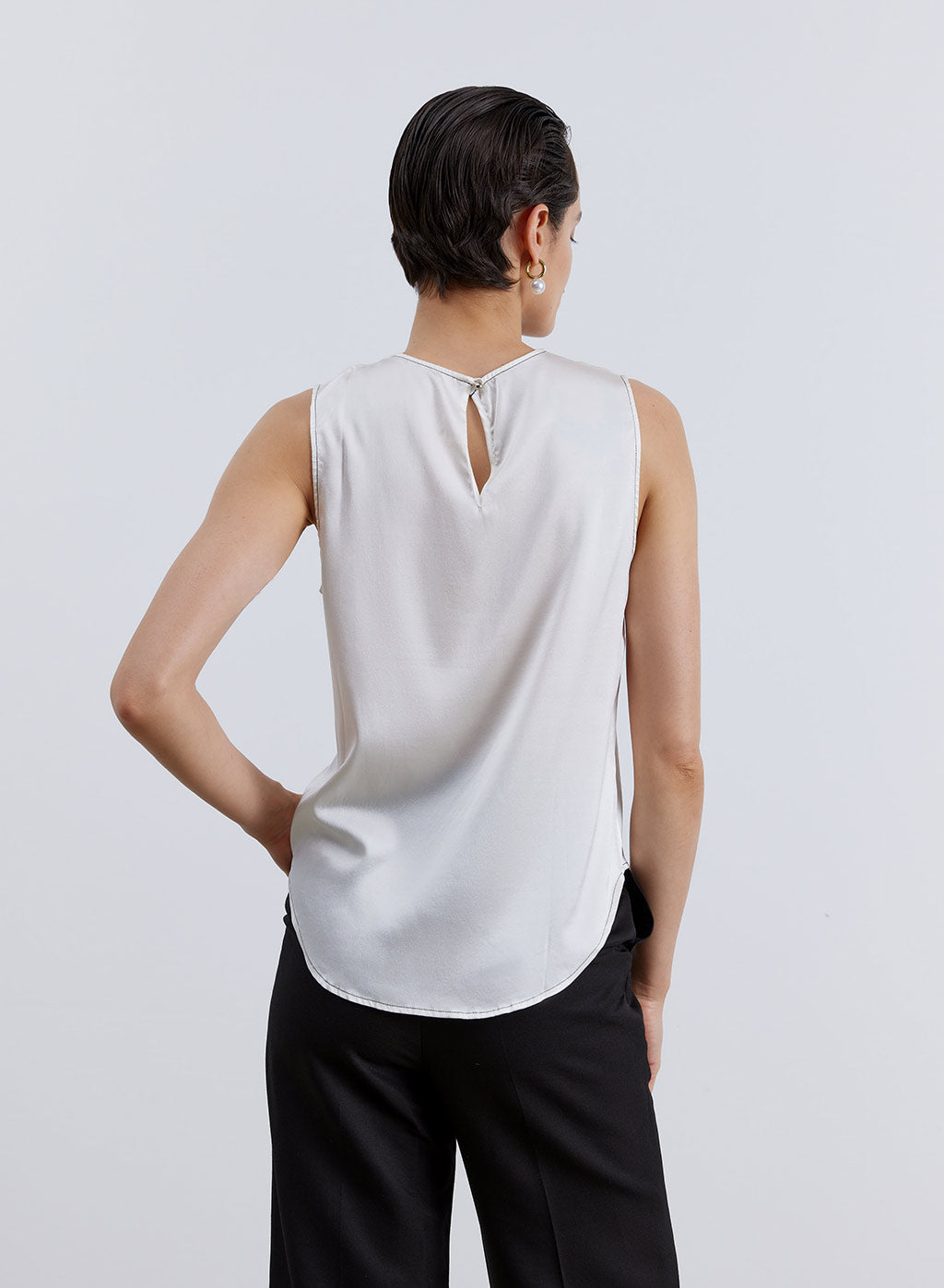 Minimalist Round Neck Silk Singlet image 1