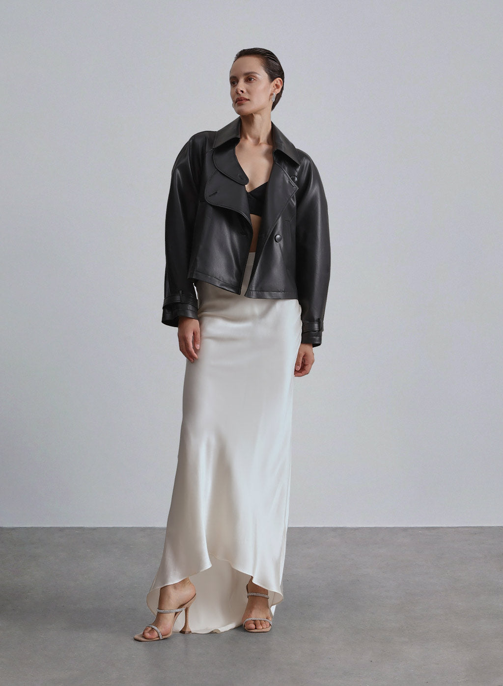 Maison Faux Leather Belted Jacket - Midnight Black, XS image