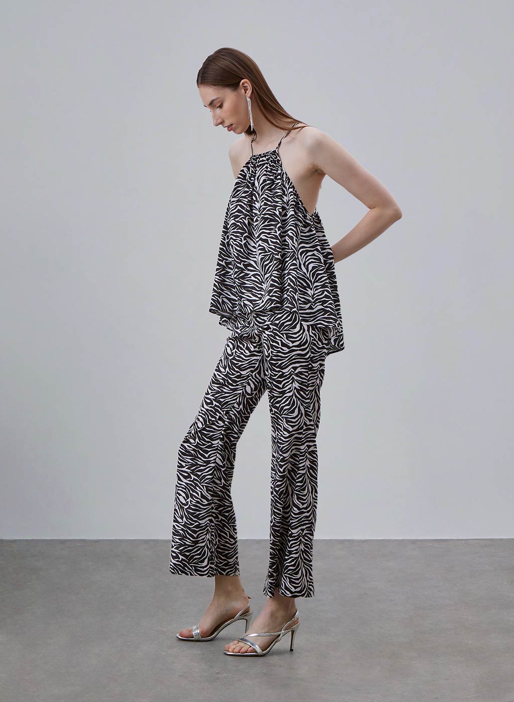 Printed Silk Bell-bottomed Pants image 1
