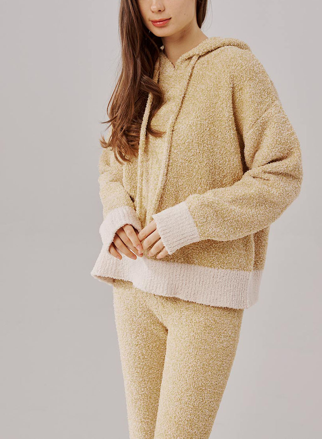 Chunky-Knit Hooded Sweater - Yellow, L image