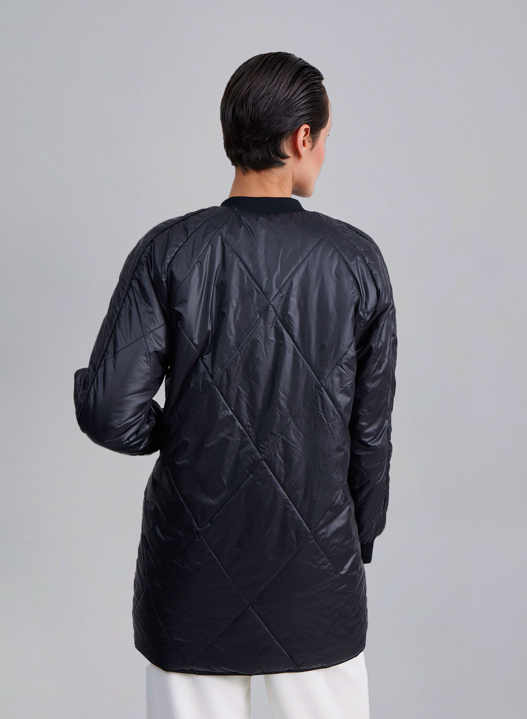 Single Breasted Diamond Blcok Padded Jacket image 1
