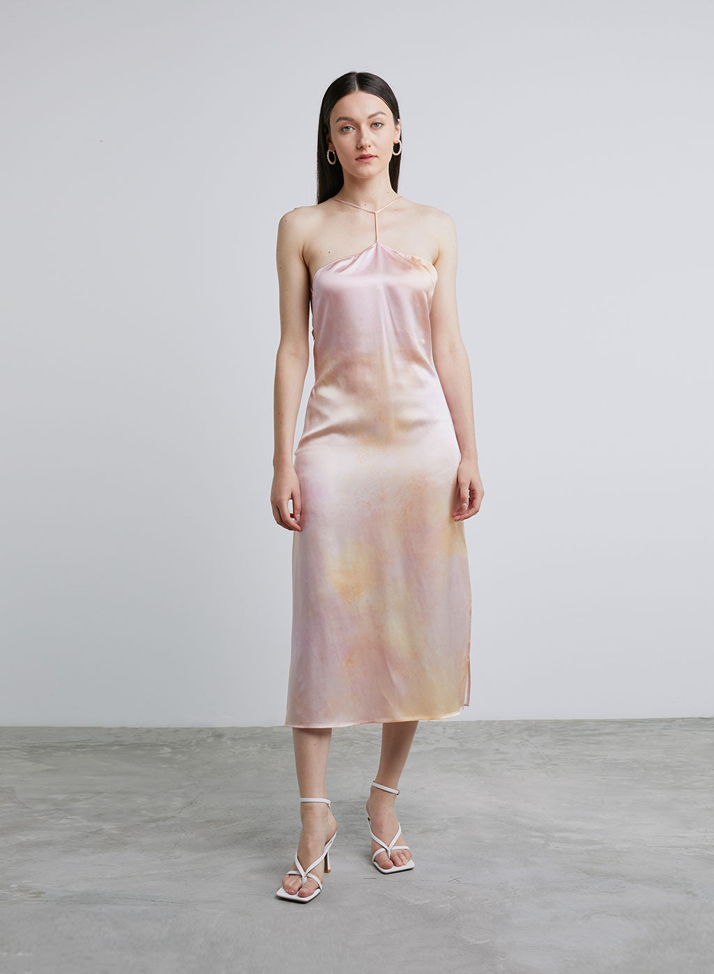 Front T-bar Silk Midi Dress image 0