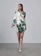 Printed Asymmetric Hem Silk Blazer image 0